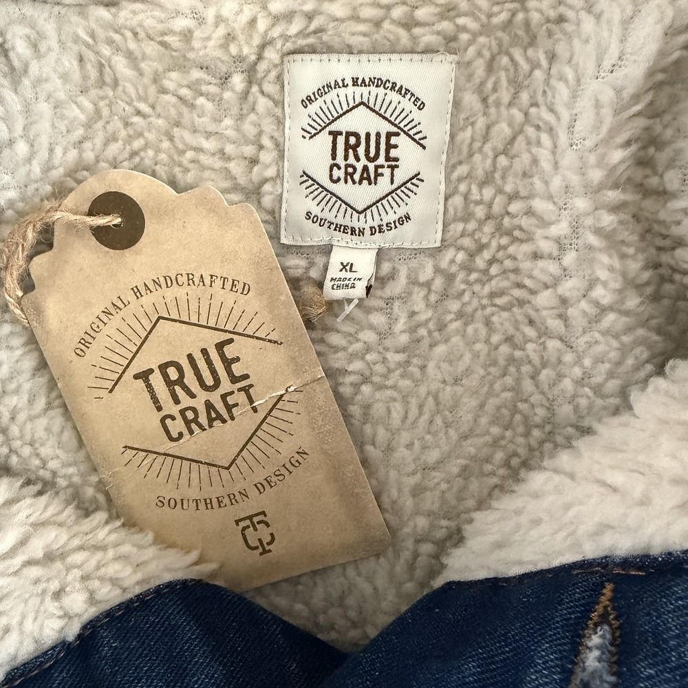 NWT True Craft Denim Sherpa Lined Mens Trucker Jacket - Picture 4 of 5